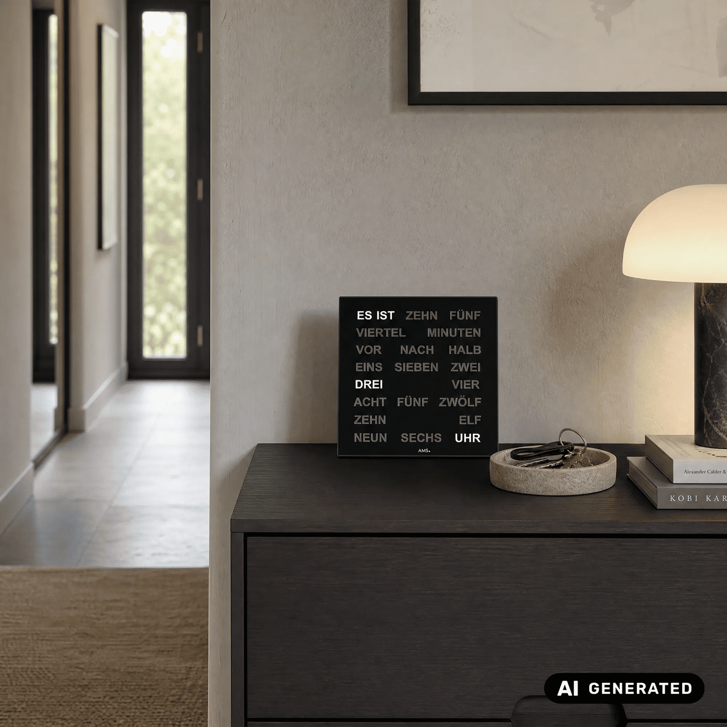 Zegar stołowy i ścienny AMS Design T1235 • Innowacyjny wyświetlacz słowny LED • Zasilacz 220V w zestawie