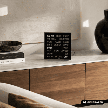 Zegar stołowy i ścienny AMS Design T1235 • Innowacyjny wyświetlacz słowny LED • Zasilacz 220V w zestawie
