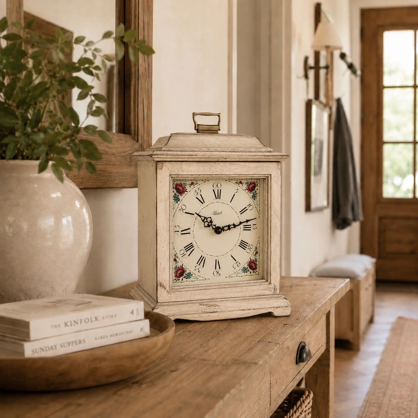 Horloge de table Hermle 33x25x15 cm bois • Sonnerie Westminster • Design vintage