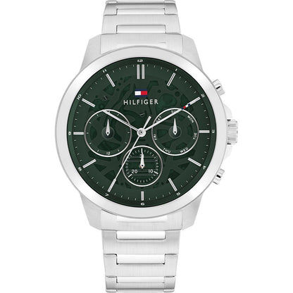 Tommy Hilfiger Herrenarmbanduhr mit grünem Zifferblatt, Edelstahlgehäuse und -armband