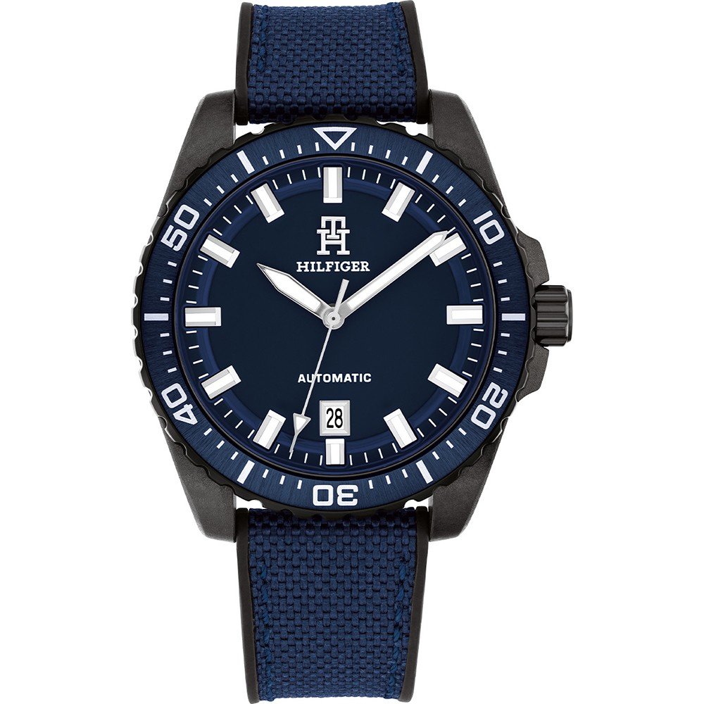 Tommy Hilfiger Damenarmbanduhr mit blauem Zifferblatt und dunkelblauem Textilband