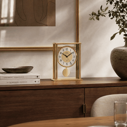 Horloge de table AMS Biel F5191 couleur laiton • Radio-pilotée • Chiffres arabes