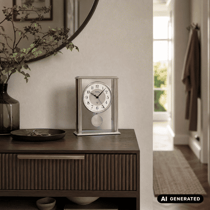 Horloge de table à pendule à quartz AMS F5190Q Argent • Mouvement à pendule à quartz • Boîtier en métal avec verre minéral