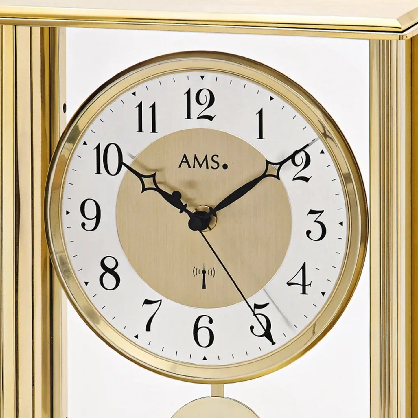 Horloge de table AMS Biel F5191 couleur laiton • Radio-pilotée • Chiffres arabes