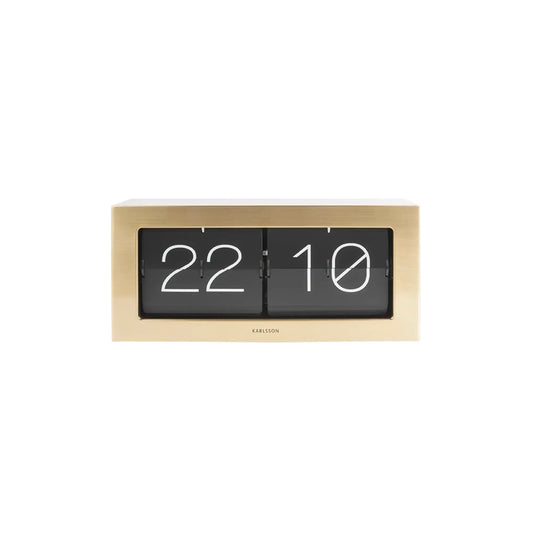 Horloge de table Karlsson Boxed Flip XL KA5642GD Or brossé • Mécanisme à chiffres rabattables • Utilisation murale et sur table