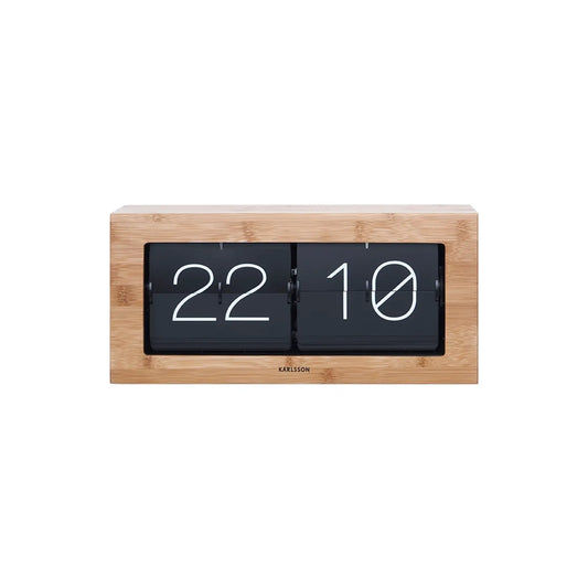 Horloge de table Karlsson Boxed Flip XL KA5642WD en bambou • Affichage à chiffres rabattables • Montage mural ou sur table