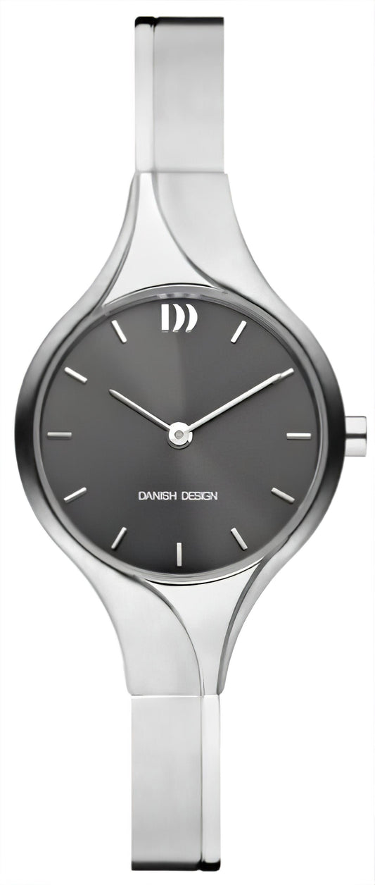 Danish Design Damenarmbanduhr mit schwarzem Zifferblatt und silbernem Armband
