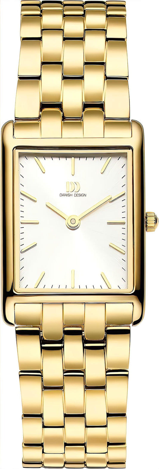 Danish Design Herrenuhr aus Titan, goldfarbenes Armband und rechteckiges Zifferblatt