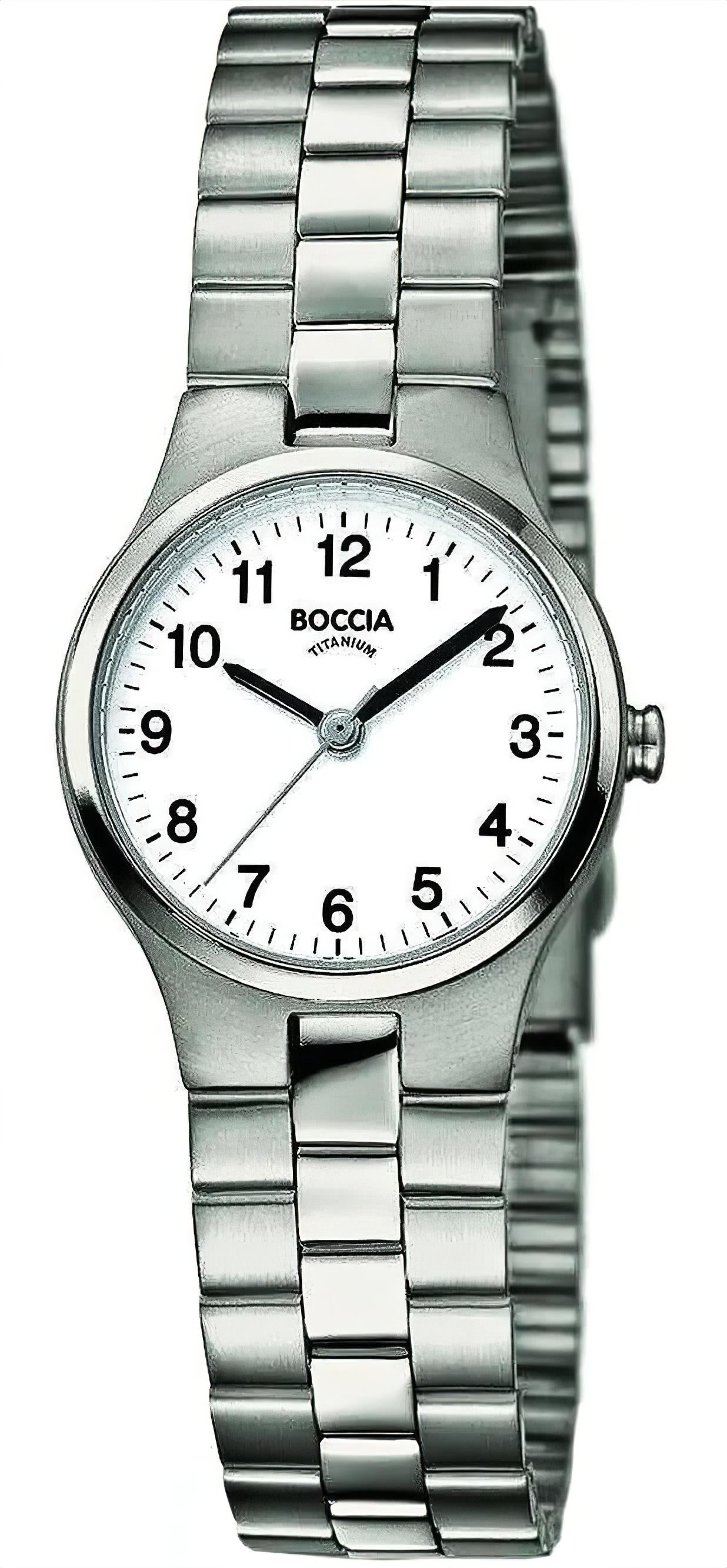 Boccia Damenarmbanduhr mit Metallarmband und weißem Zifferblatt, analog