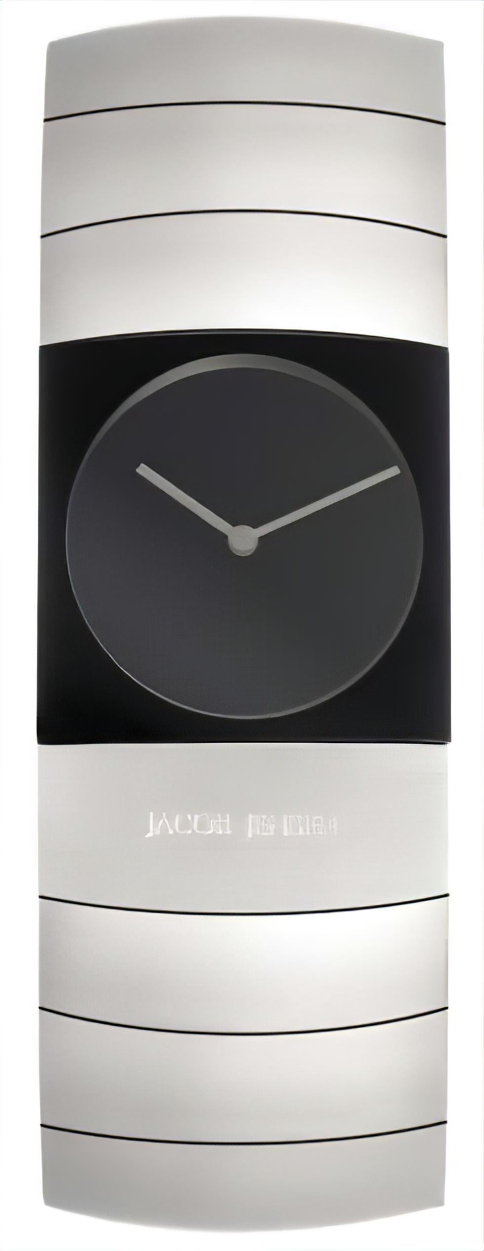 Jacob Jensen Linear 580 Unisex-Uhr mit schwarzem Zifferblatt und silberfarbenem Gehäuse