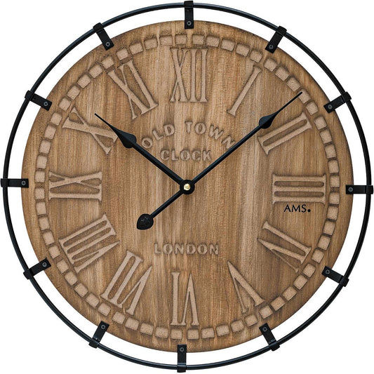 Horloge murale AMS 40x40x3 cm bois • Mouvement à quartz • Design moderne
