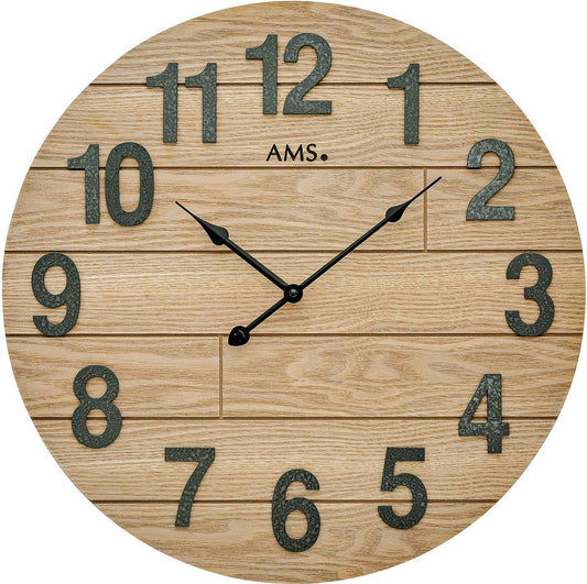 Horloge murale AMS 50x50x3 cm bois • Mouvement à quartz précis • Design intemporel