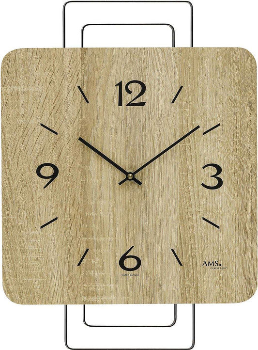 Horloge murale AMS 42x30x5 cm bois • Mouvement à quartz • Design moderne