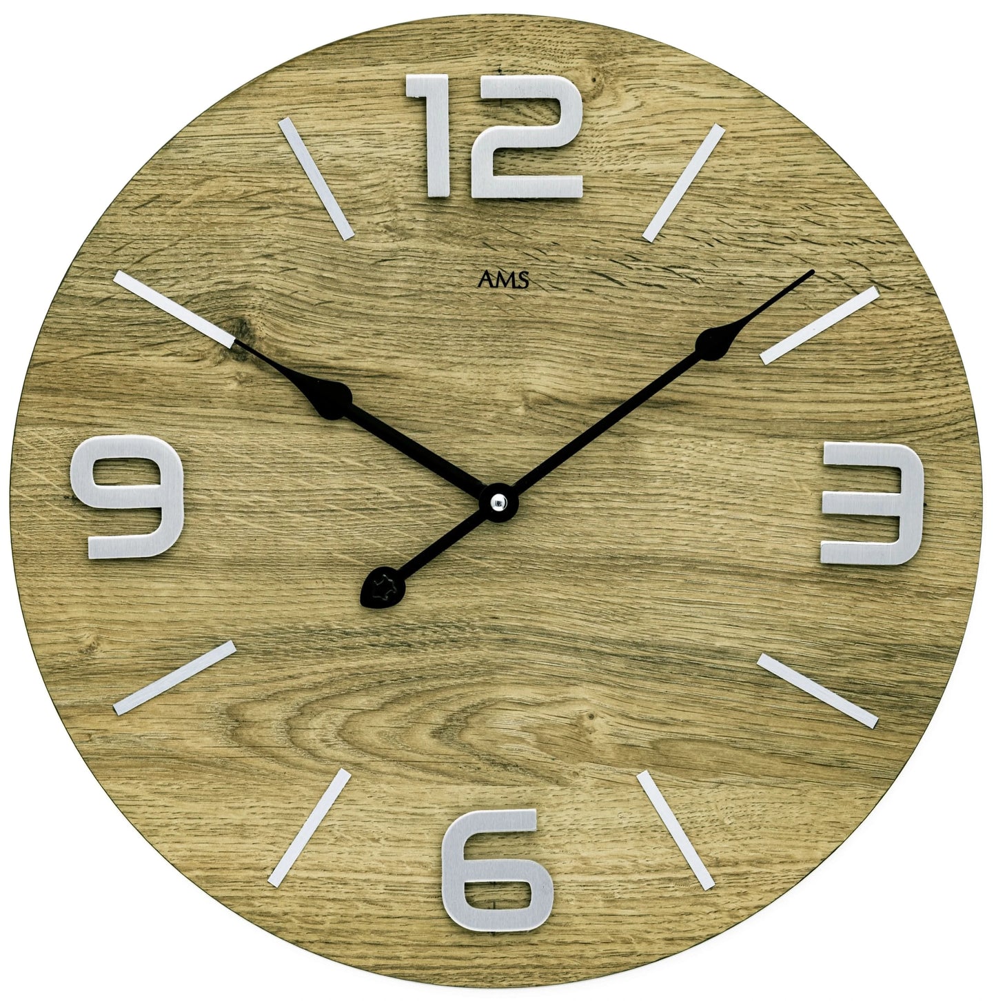 Horloge murale AMS 40 cm Ø Bois • Mouvement à quartz silencieux • Design intemporel
