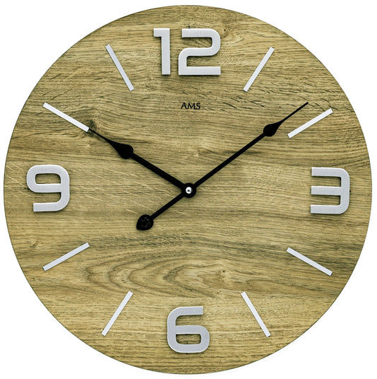 Horloge murale AMS 40 cm Ø Bois • Mouvement à quartz silencieux • Design intemporel
