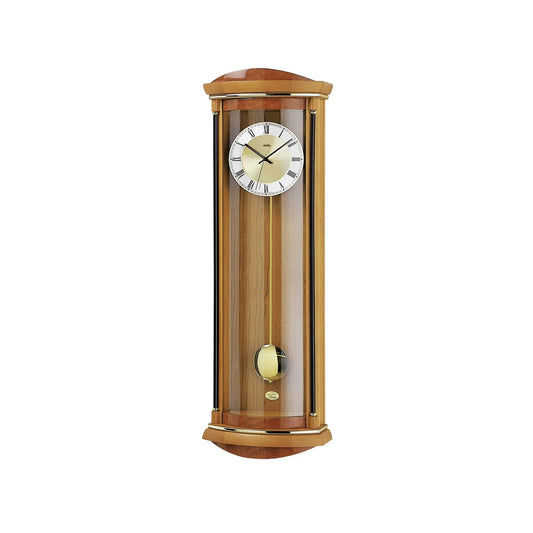 Horloge murale AMS W7080/9 en merisier • Carillon Westminster/Bim-Bam • Mouvement à quartz à pendule avec réduction nocturne du son