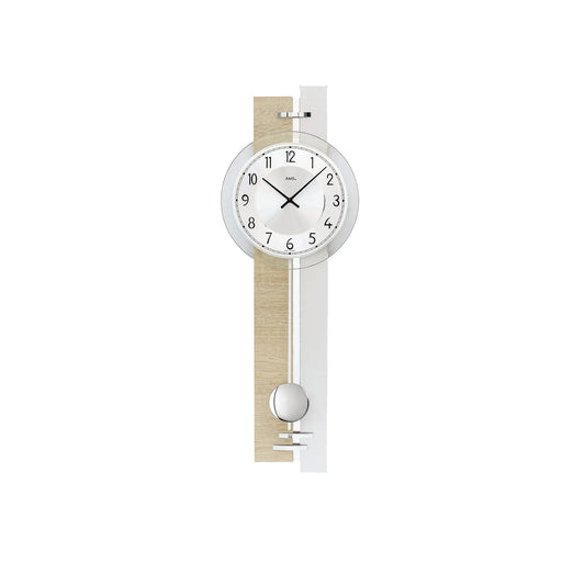 Horloge murale AMS W7441 Sonoma/Alu • Mouvement à pendule à quartz • Fabriqué en Allemagne