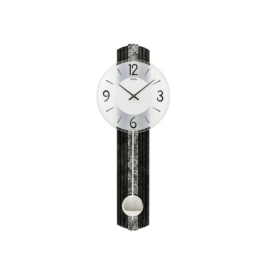 Horloge à pendule à quartz AMS W7486, horloge murale laiton antique • Mouvement à pendule à quartz • Verre minéral biseauté