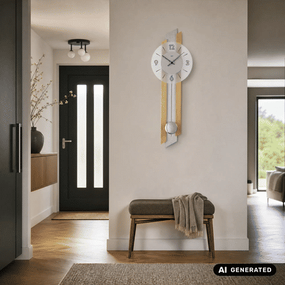 AMS W7207/18 Zegar ścienny z wahadłem bukowy • Mechanizm kwarcowy z wahadłem • Lite drewno ze szkłem mineralnym