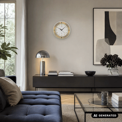 Zegar ścienny AMS W9450 srebrny • Fasetowane szkło mineralne • Aluminium lakierowane na mosiądz