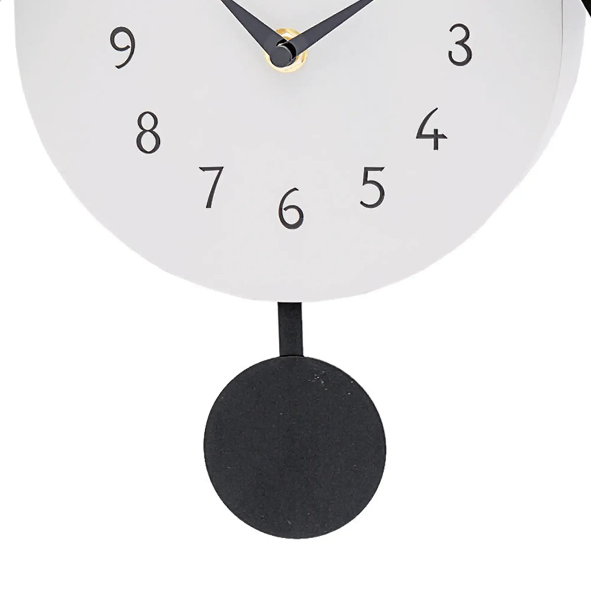 Horloge murale AMS avec chiffres et aiguilles sur cadran rond, avec pendule noire