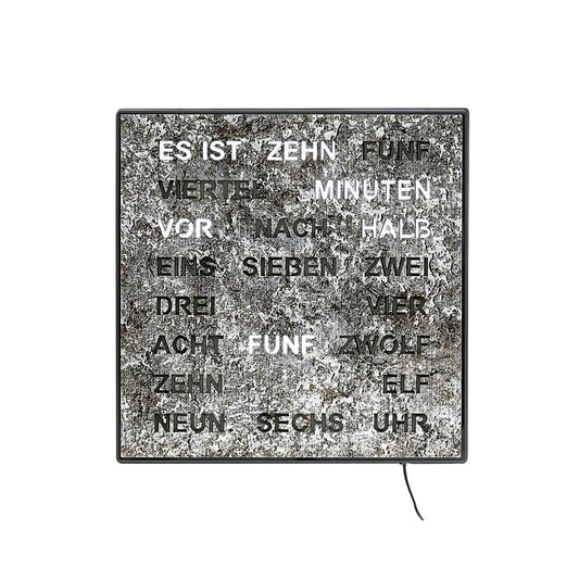 Horloge murale AMS T1239 Metallic • Horloge à mots avec LED • Fonctionnement sur secteur 220V