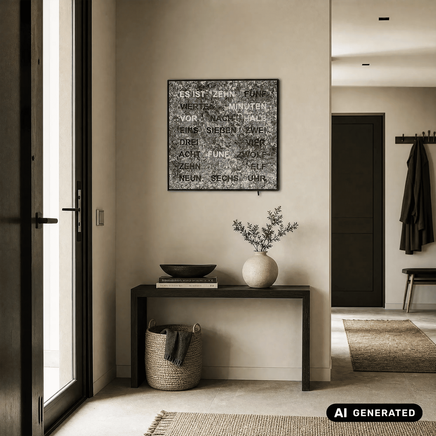 Zegar ścienny AMS T1239 Metallic • Zegar słowny z diodami LED • Zasilanie sieciowe 220V