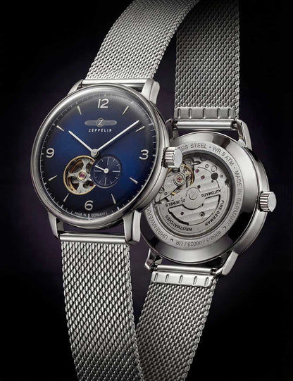Zeppelin 8066M-3-N LZ-129 Hindenburg Herrenuhr Blau • Automatikwerk Miyota 82S5 • Skelettiertes Zifferblatt, Bild 4