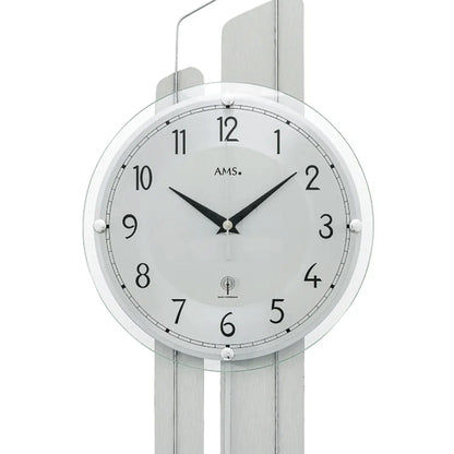 AMS Wanduhr mit rundem Zifferblatt, Zeigern und gewölbter Glasabdeckung