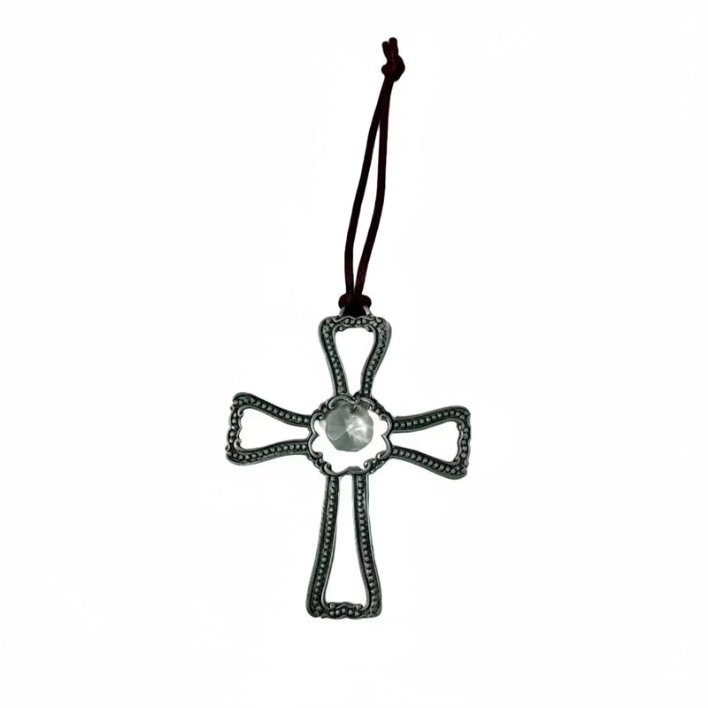 Seagull Seagull Pewter Jeweled Cross Christmas Ornament