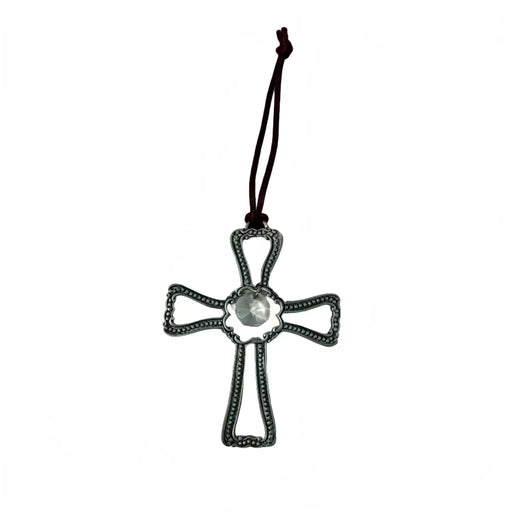 Seagull Seagull Pewter Jeweled Cross Christmas Ornament