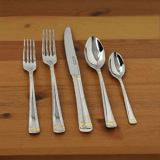 Briefranker Briefanker Solingen Aradena with Gold Accent Flatware - 5 Piece Place Setting