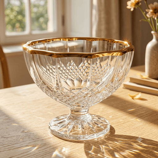Cristal D'Arques_Cristal D'Arques Longchamp Gold Footed Fruit Bowl_