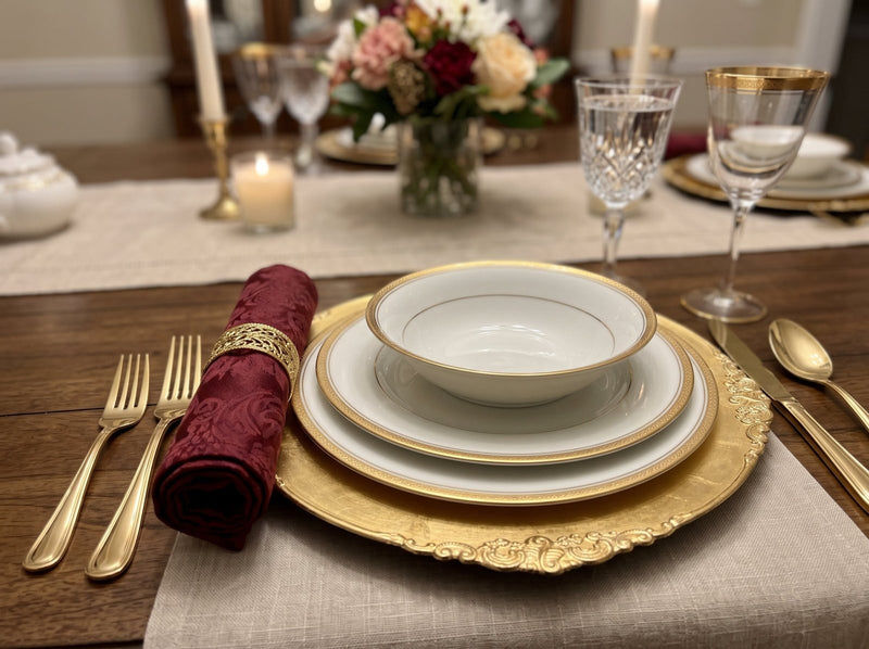 Cuisine Deluxe_Deluxe Square Napkins 17" x 17" (Baroque / Pineapple Burgundy) - Set of 4_