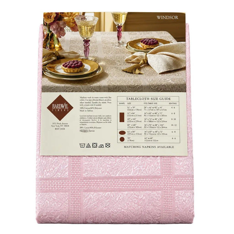 Damask_Damask Oblong Tablecloth 60" x 120" (Light Pink)_