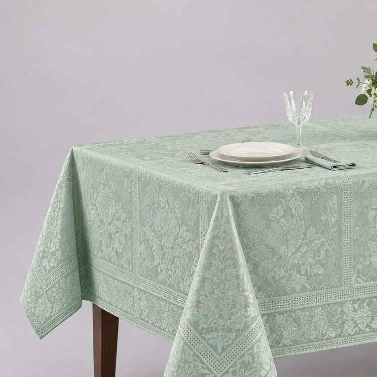 Damask_Damask Oblong Tablecloth 60" x 120" (Mint Green)_