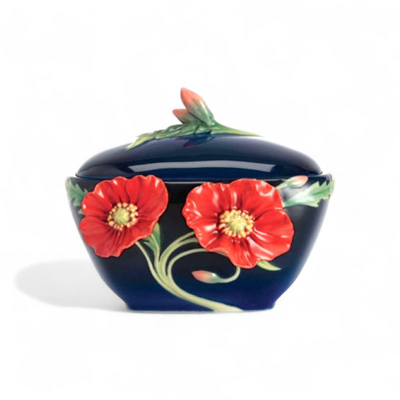 Franz Porcelain Serenity Poppy Porcelain Sugar Jar