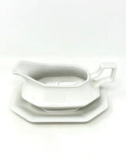 Johnson Brothers JOHNSON BROTHERS HERITAGE WHITE GRAVY BOAT & STAND   