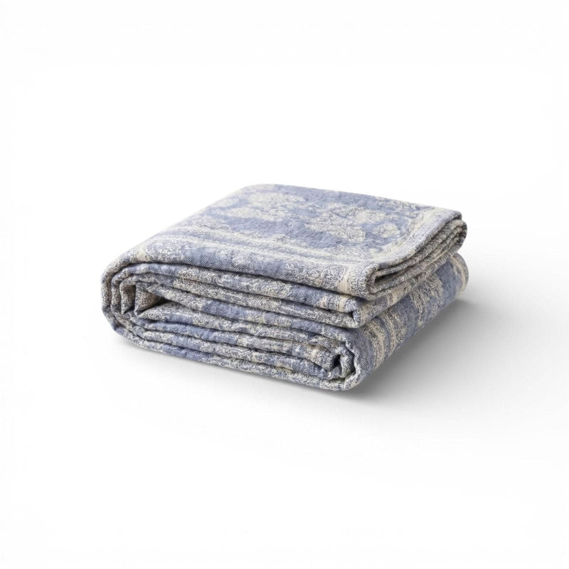 Lemontree Lemon Tree Stone Washed Cotton Reversible Throw Blanket - Blue