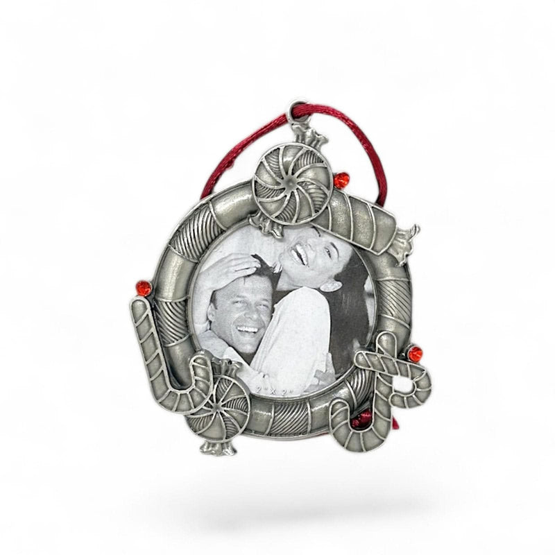 Lemontree Lemontree Pewter Photo Frame Candy Cane Ornament Red