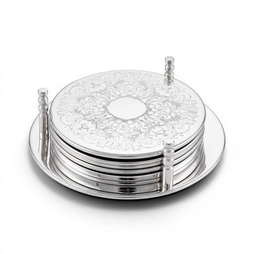Lemontree_Silver Plated Coaster - Set of 6_