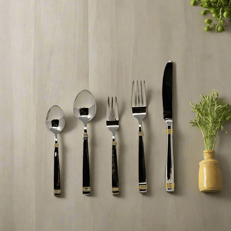 Retroneu Retroneu Orion ( Gold Accent) - 5 Piece Place Setting Flatware Set