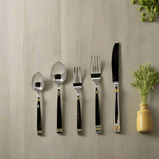 Retroneu Retroneu Orion ( Gold Accent) - 5 Piece Place Setting Flatware Set
