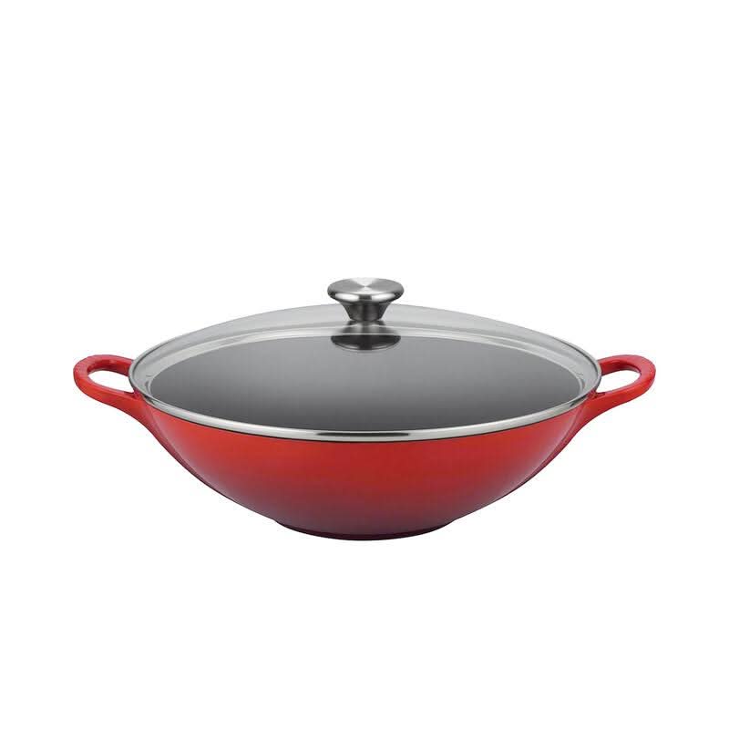 Le Creuset Le Creuset Cast Iron 5 QT (4.5L) Wok with Glass Lid Cerise