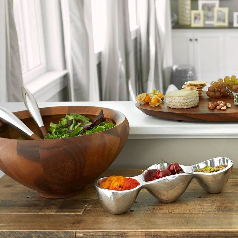 Nambe Nambe Yaro Salad Bowl With Servers   