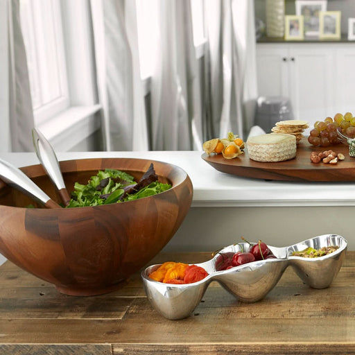 Nambe Nambe Yaro Salad Bowl With Servers   
