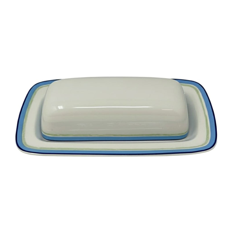 Noritake Noritake Ambience Java Blue Swirl Covered Butter Relish Tray