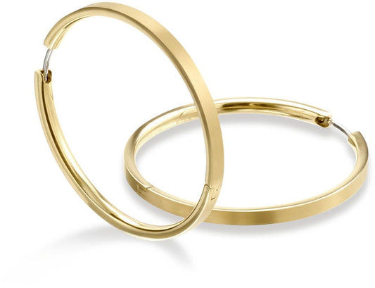 Guldpläterade creoler i rent titan med oval ringdesign