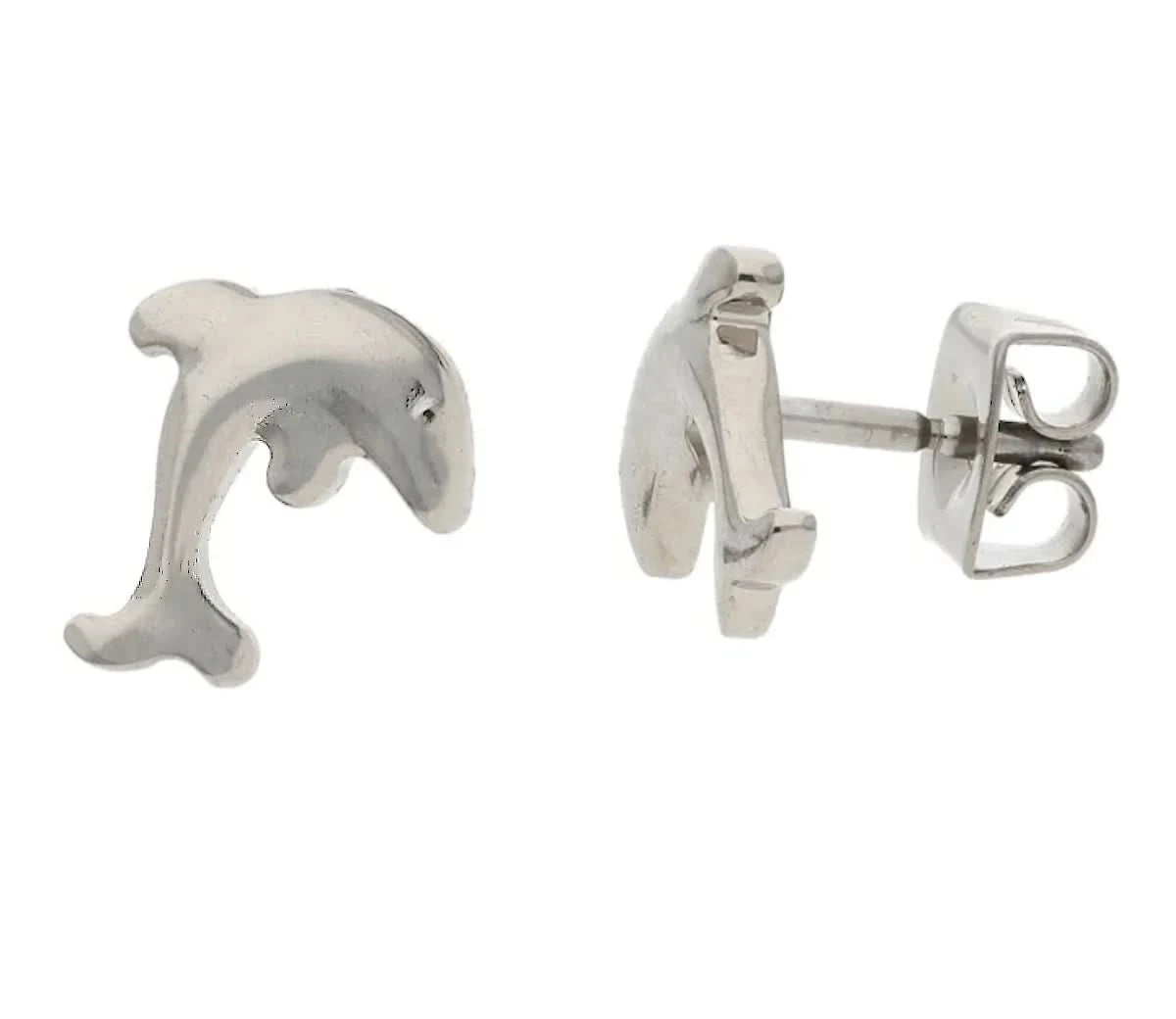 Titanörhängen med delfinmotiv, silverfärgad, med snäpplås