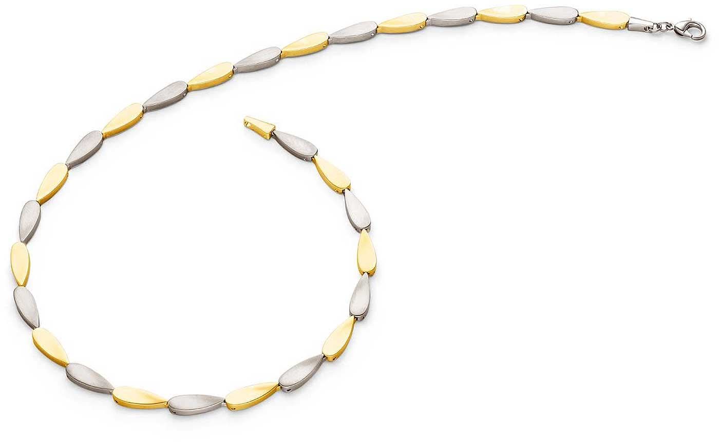 Halsband i två färger med ovala länkar i guld- och silverlook, med karbinhake